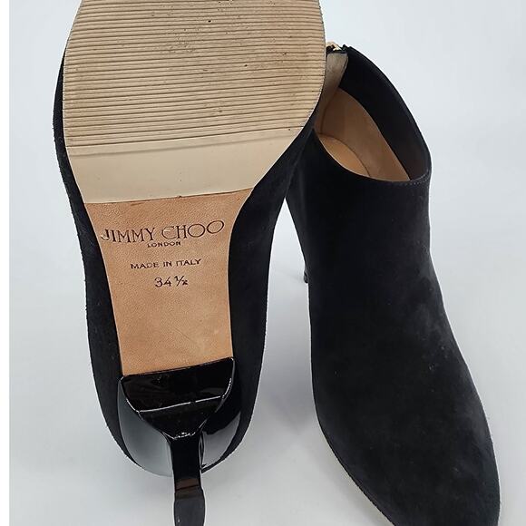 Jimmy Choo Black Suede Ankle Booties with Gold Zipper | Women’s 34.5 (US 4.5) - Picture 12 of 15